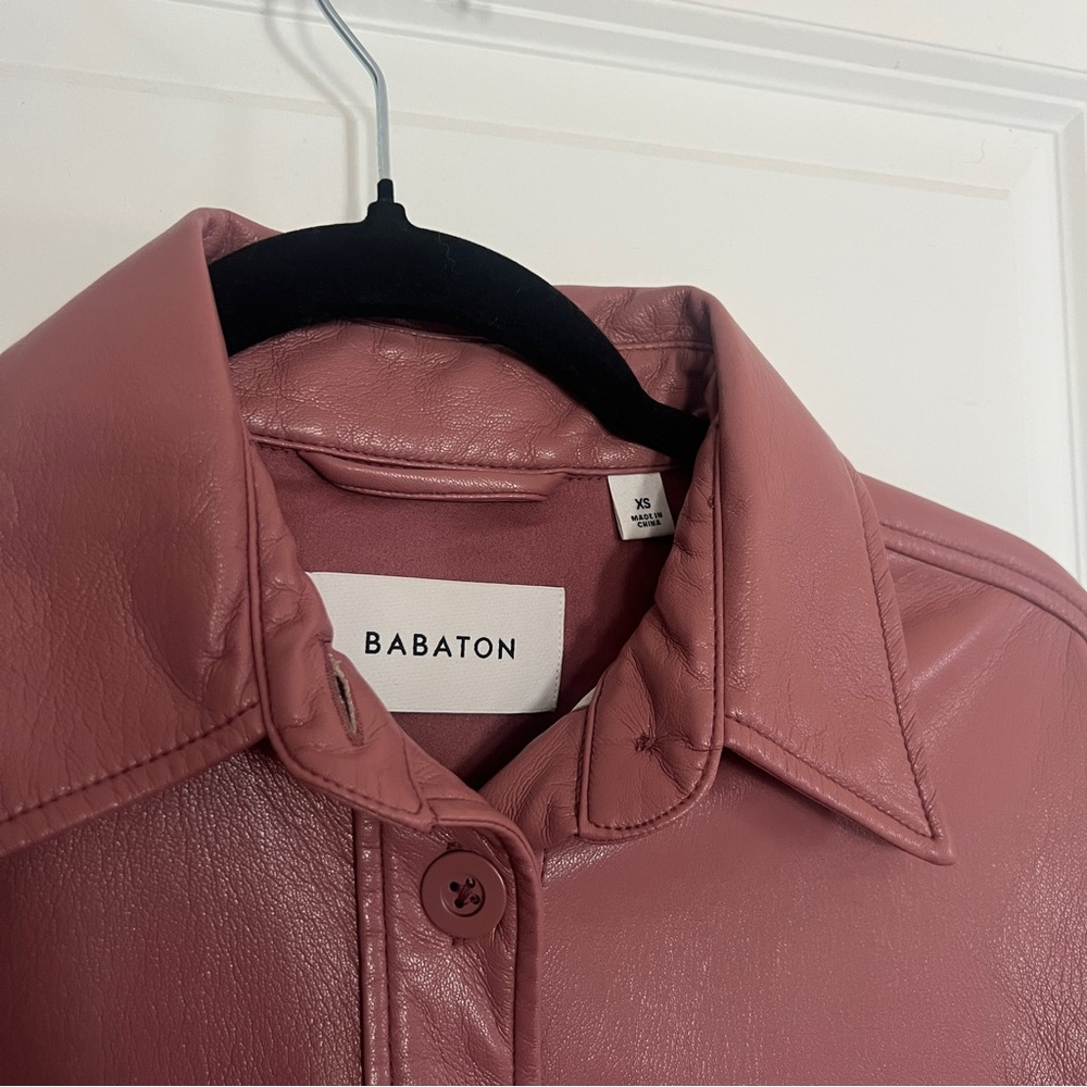 Aritzia Babaton Mauve Vegan Leather Pelli Shirt Jacket - Picture 6 of 10